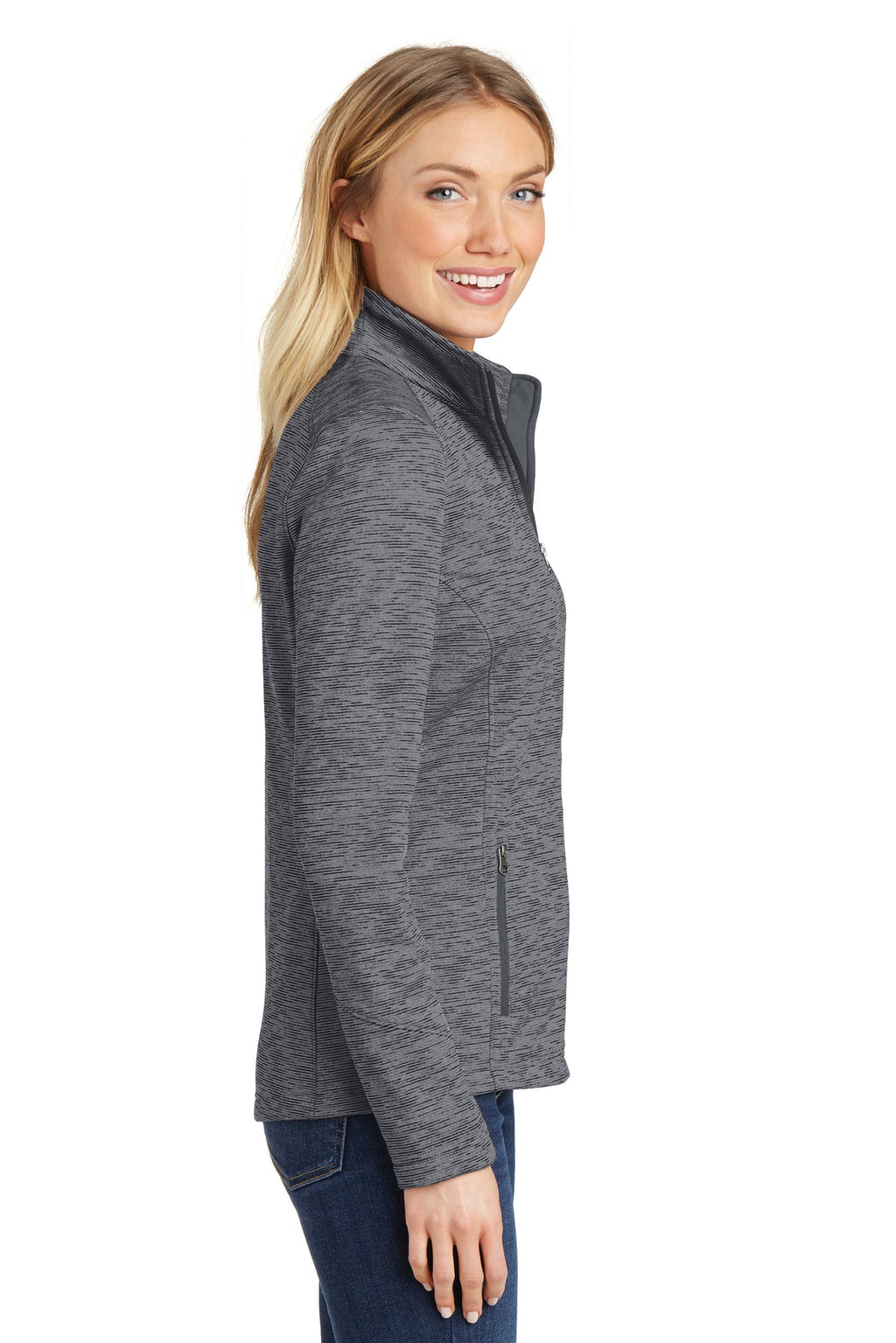 Port Authority Women's Digi Stripe Fleece Jacket. L231 - Black - side