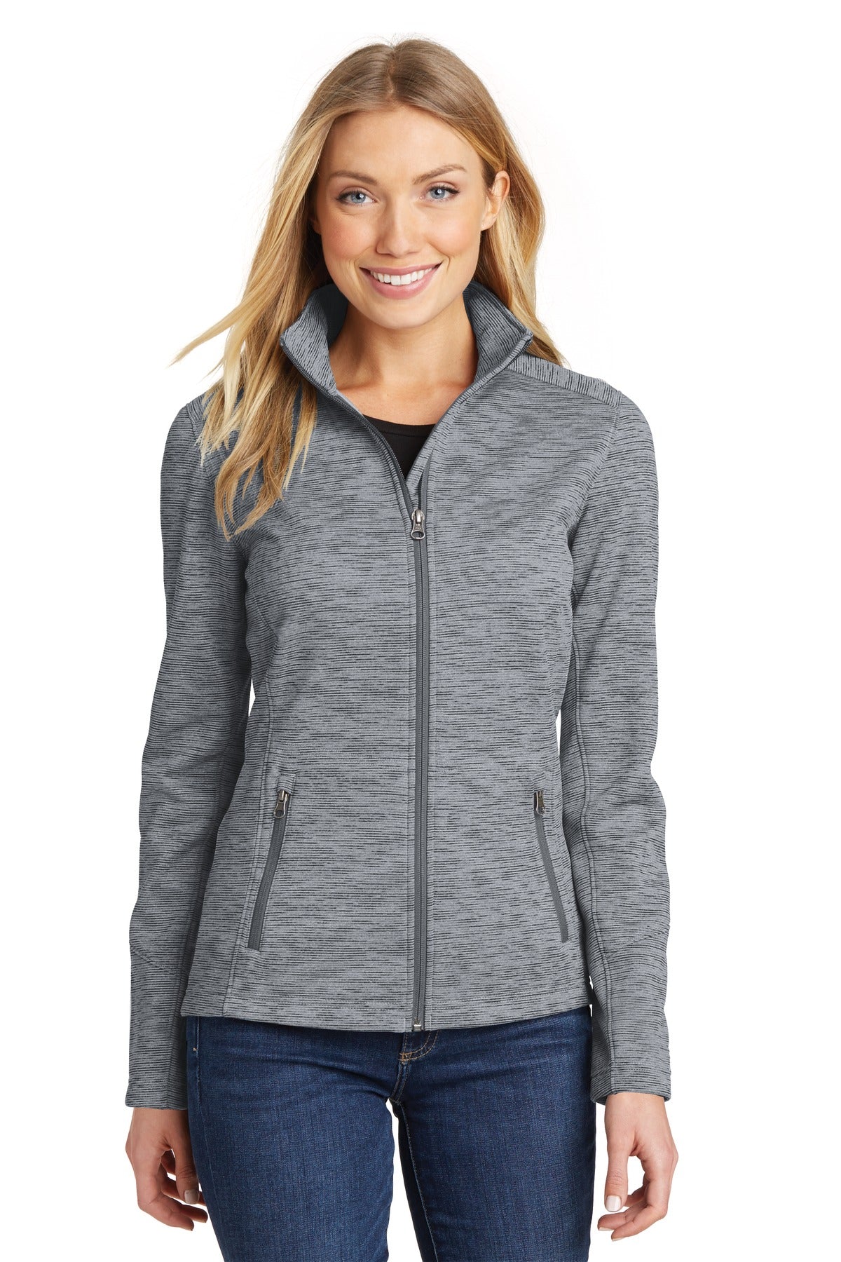 Port Authority Women's Digi Stripe Fleece Jacket. L231 - Grey - front