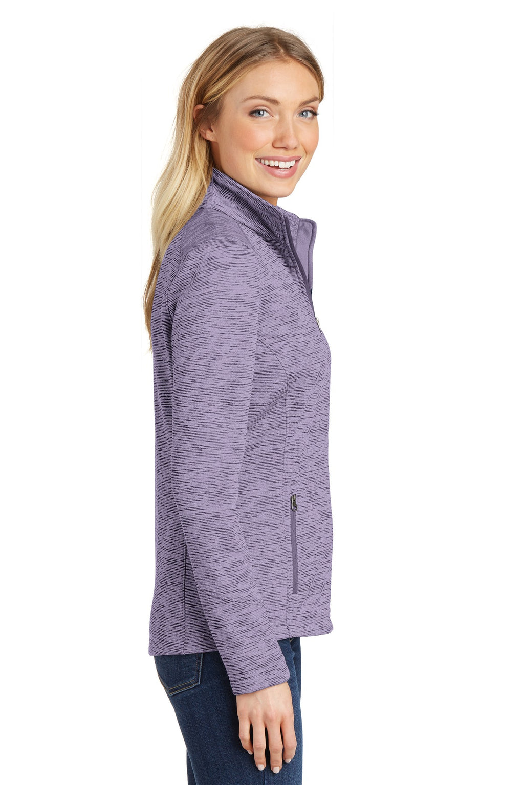 Port Authority Women's Digi Stripe Fleece Jacket. L231 - Purple - side