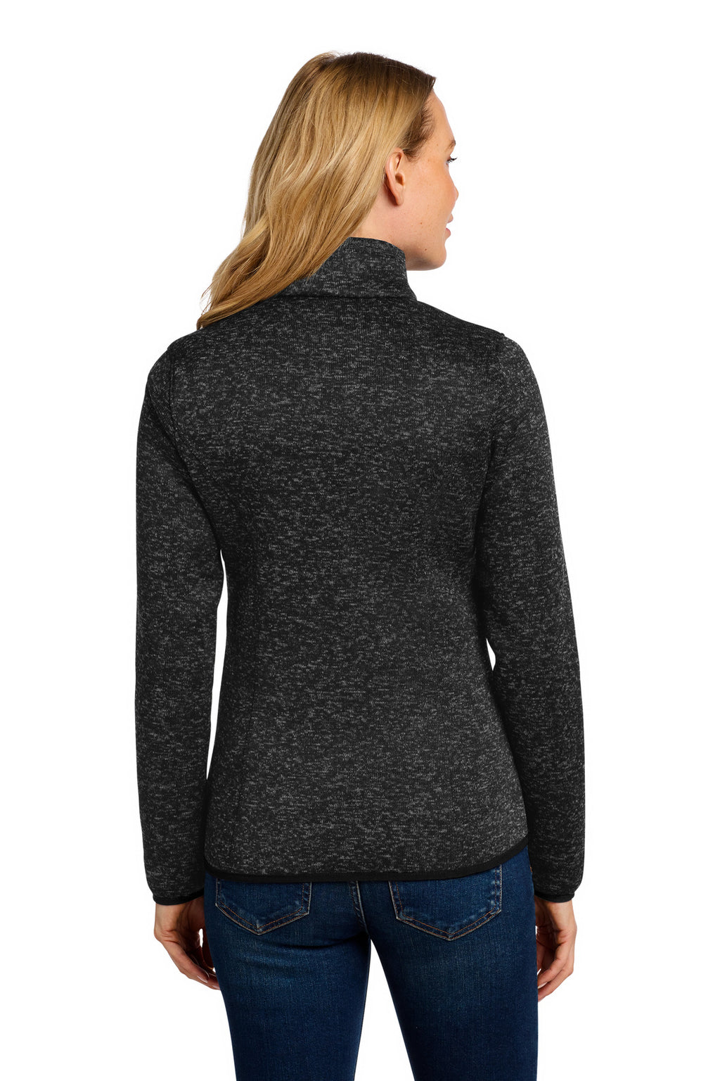 Port Authority Women's Sweater Fleece Jacket. L232 - Black Heather - back