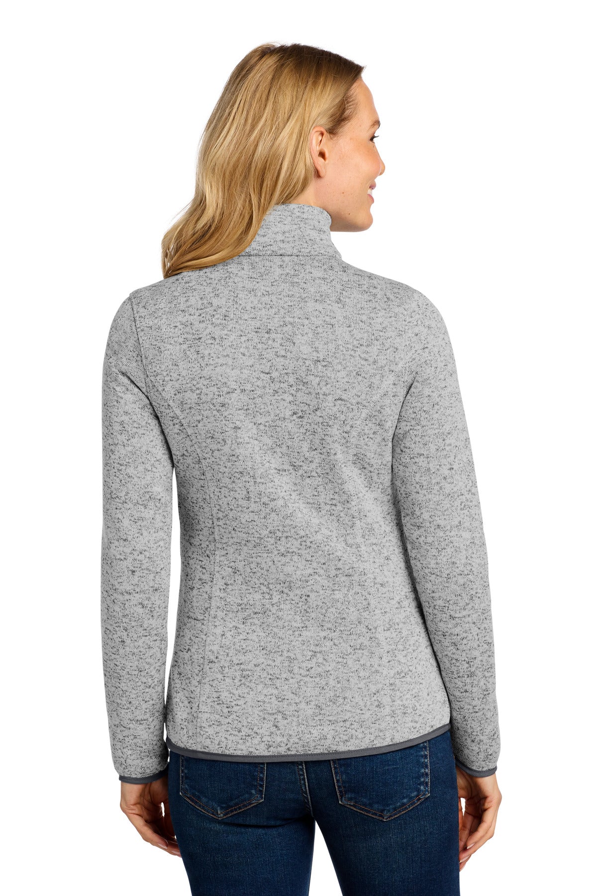 Port Authority Women's Sweater Fleece Jacket. L232 - Grey Heather - back