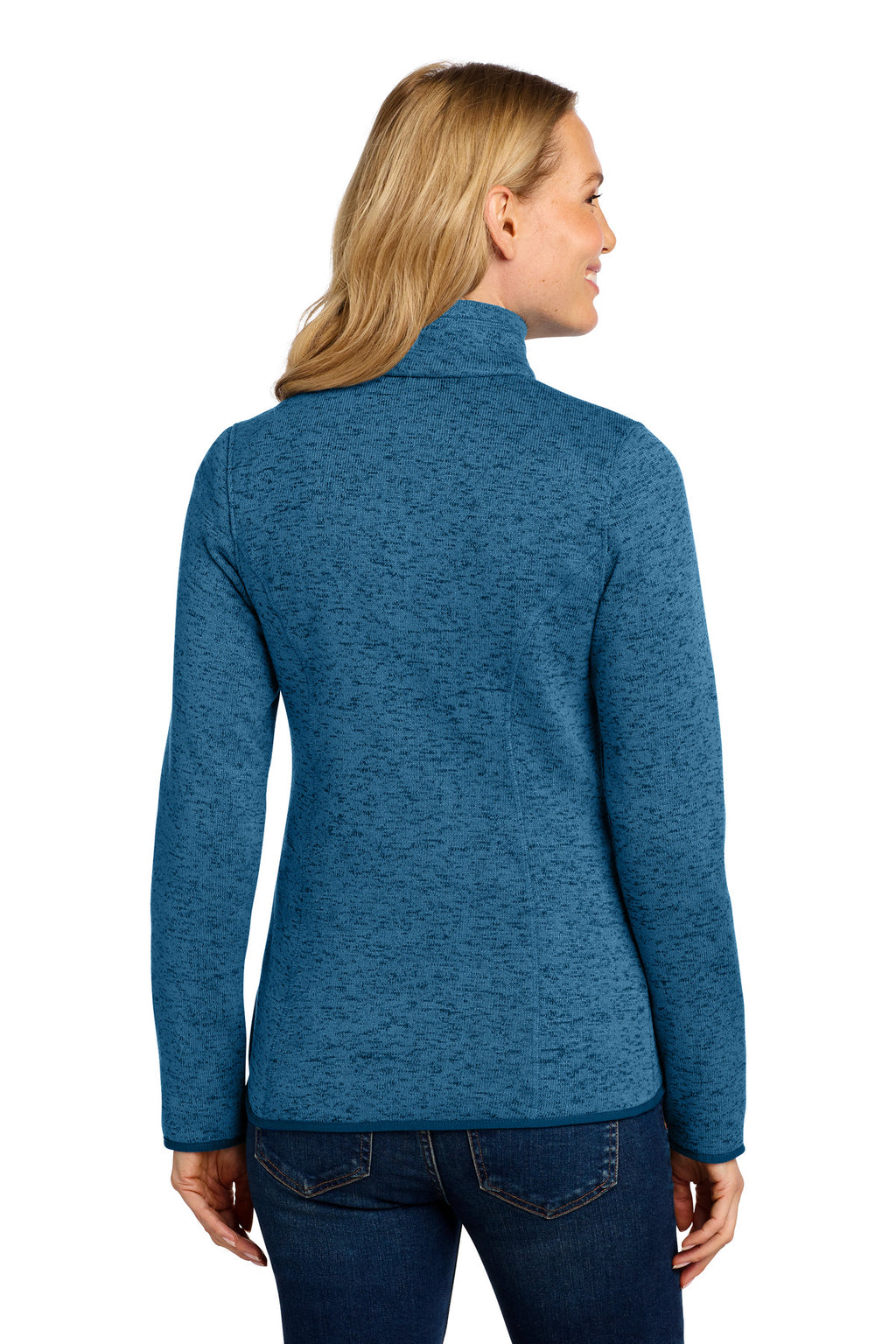 Port Authority Women's Sweater Fleece Jacket. L232 - Medium Blue Heather - back