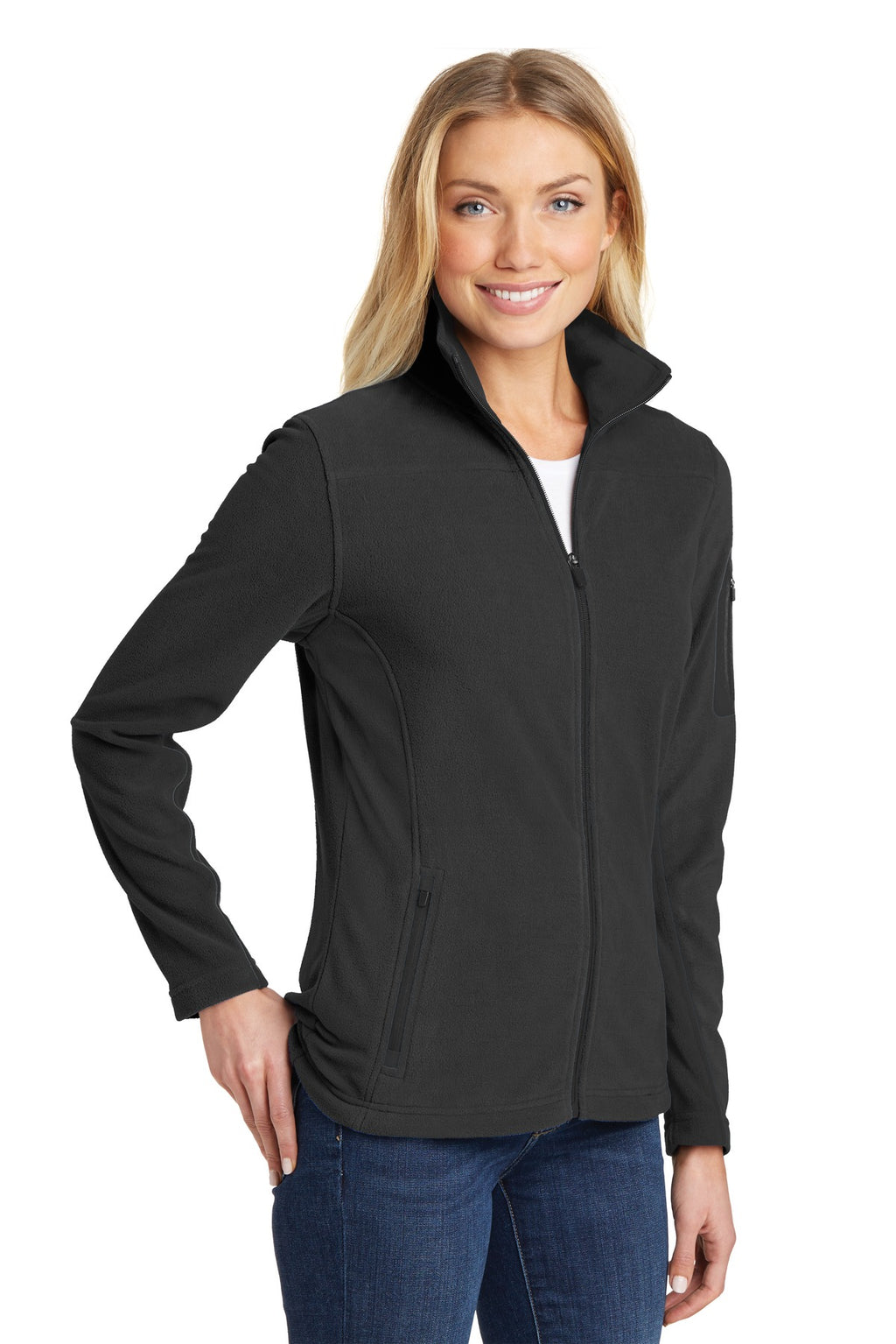 Port Authority Women's Summit Fleece Full-Zip Jacket. L233 - Black/ Black - three_q