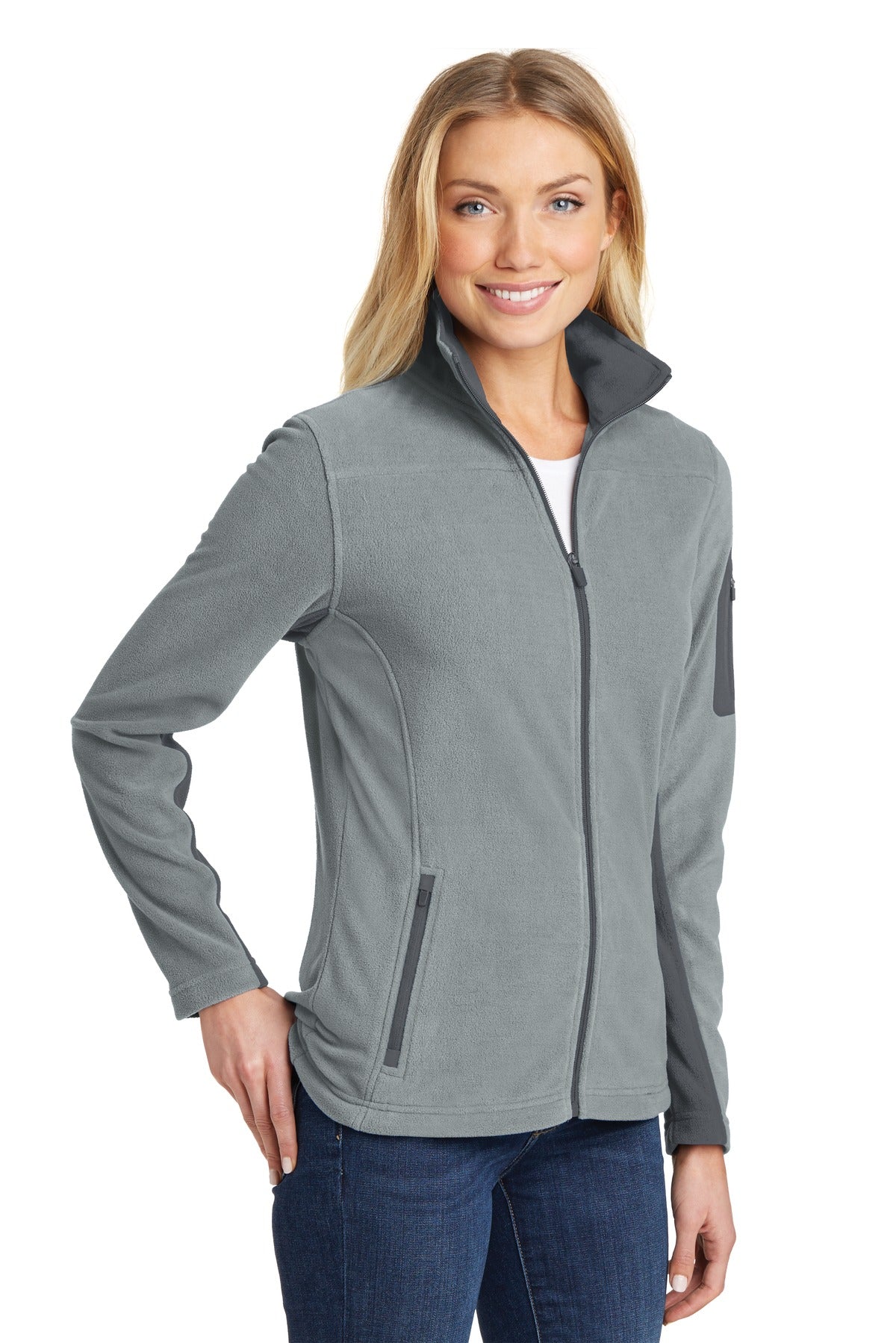 Port Authority Women's Summit Fleece Full-Zip Jacket. L233 - Frost Grey/ Magnet - three_q