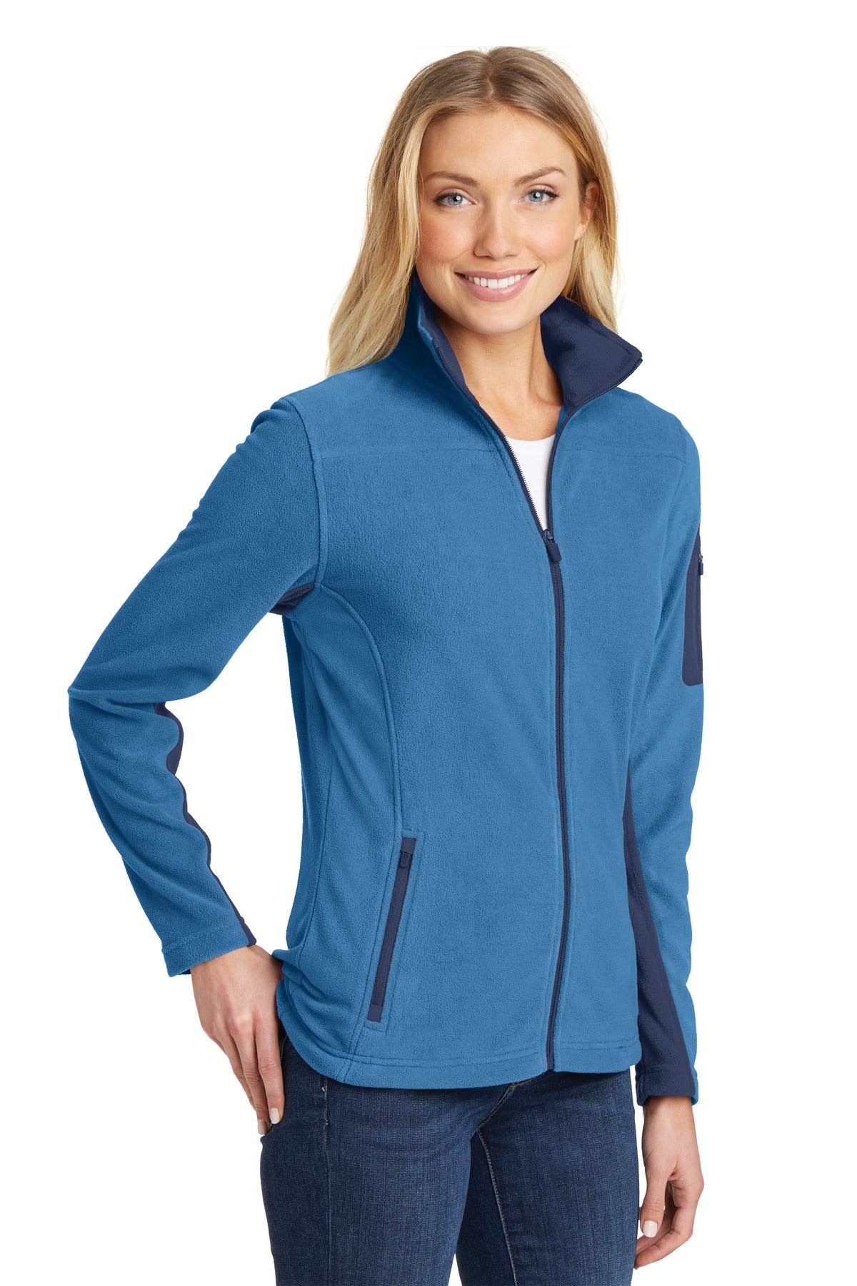 Port Authority Women's Summit Fleece Full-Zip Jacket. L233 - Regal Blue/ Dress Blue Navy - three_q