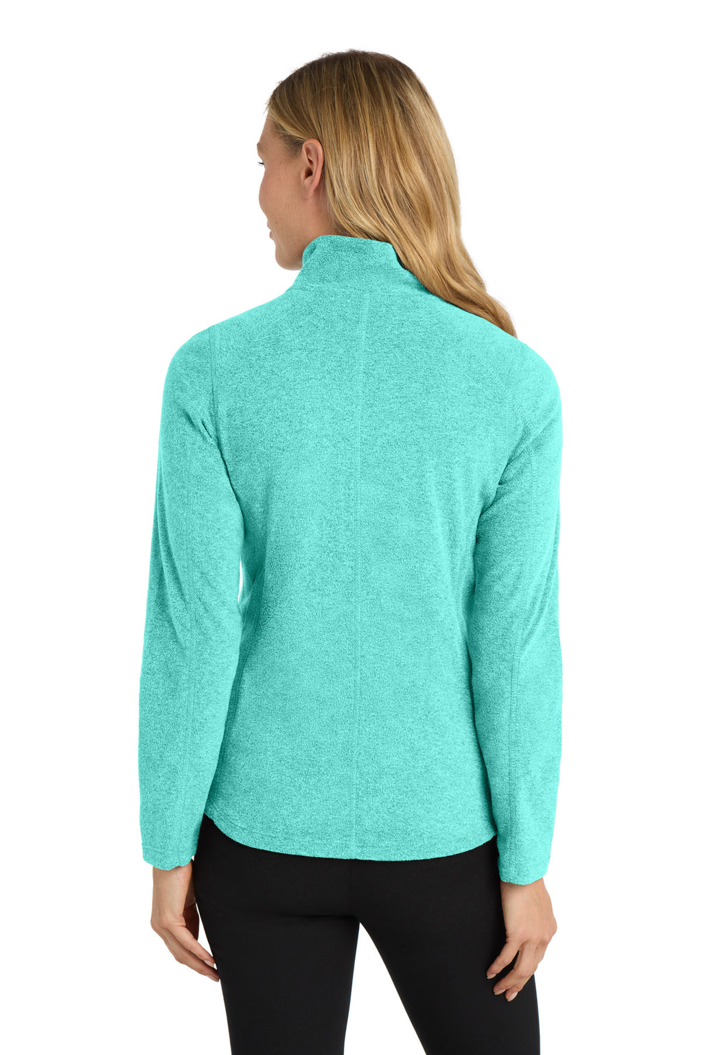 Port Authority Women's Heather Microfleece Full-Zip Jacket. L235 - Aqua Green Heather - back