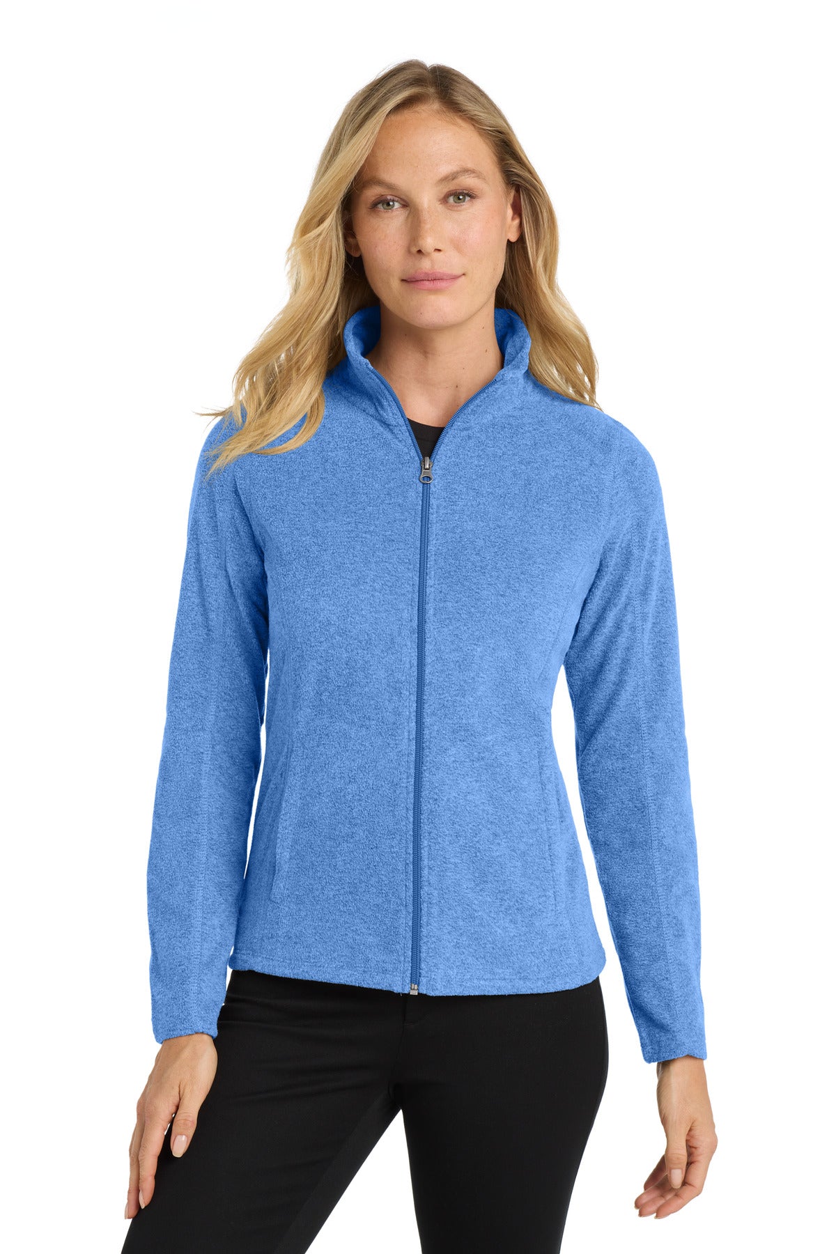 Port Authority Women's Heather Microfleece Full-Zip Jacket. L235 - Light Royal Heather - front