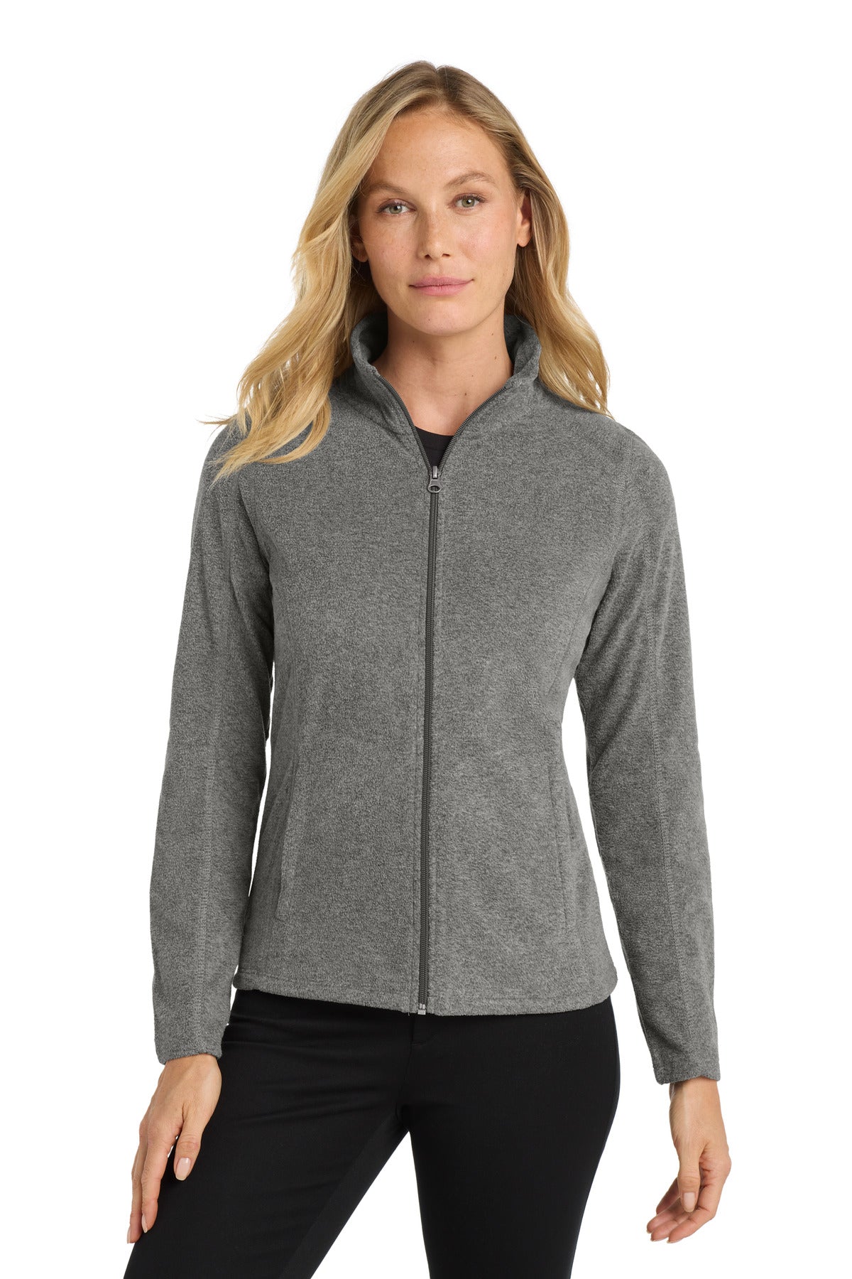 Port Authority Women's Heather Microfleece Full-Zip Jacket. L235 - Pearl Grey Heather - front