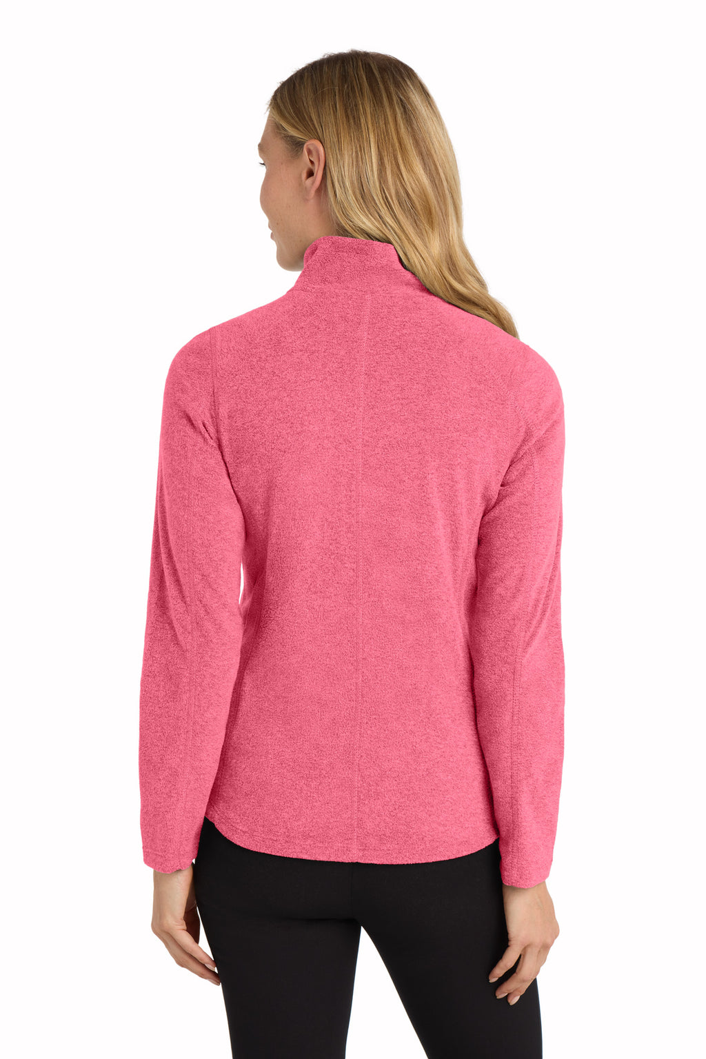 Port Authority Women's Heather Microfleece Full-Zip Jacket. L235 - Pink Raspberry Heather - back