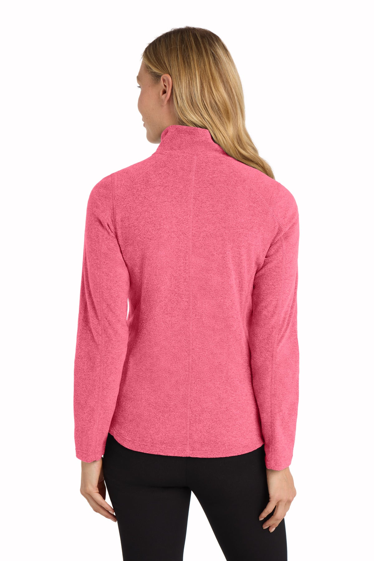Port Authority Women's Heather Microfleece Full-Zip Jacket. L235 - Pink Raspberry Heather - back