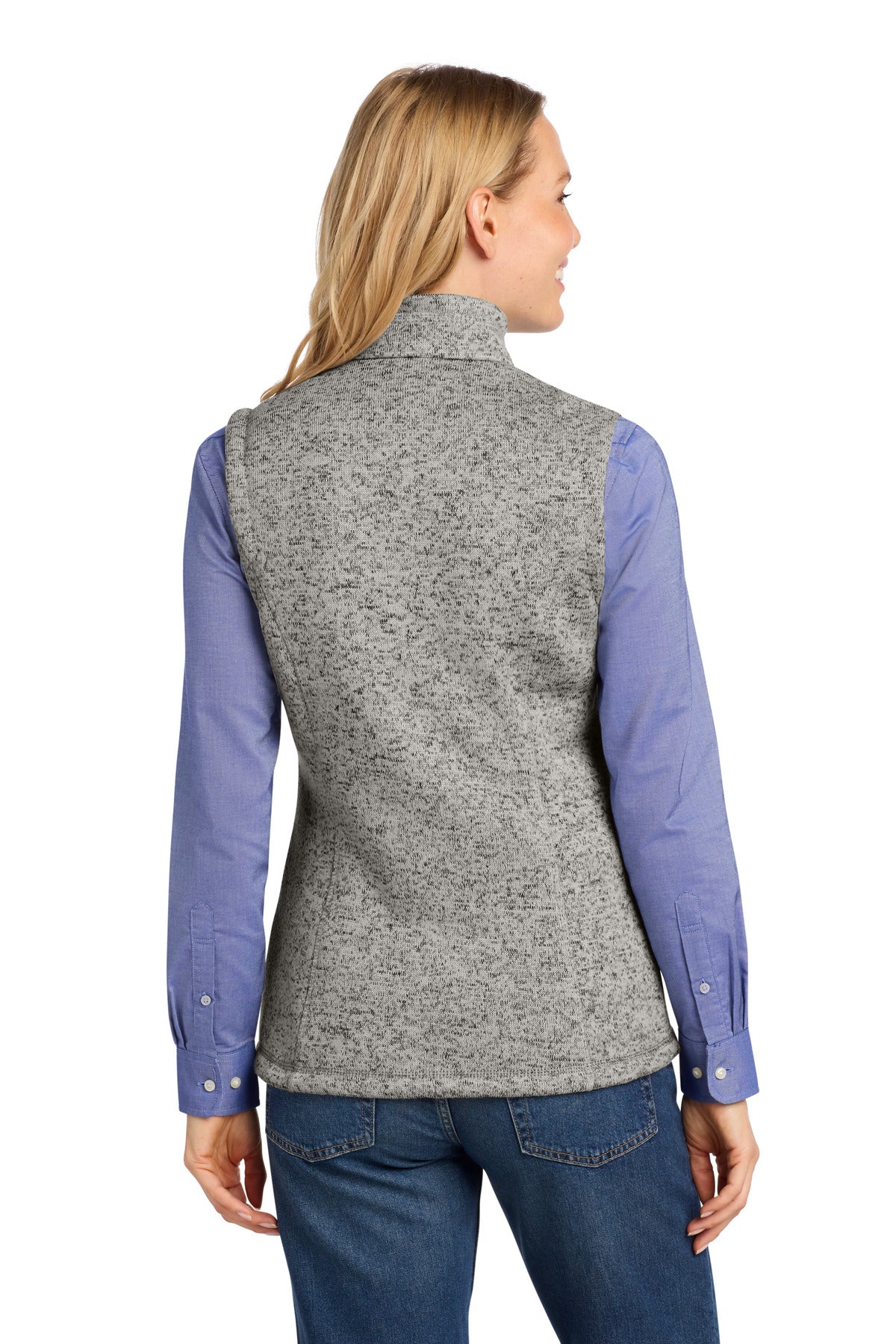 Port Authority Women's Sweater Fleece Vest L236 - Grey Heather - back