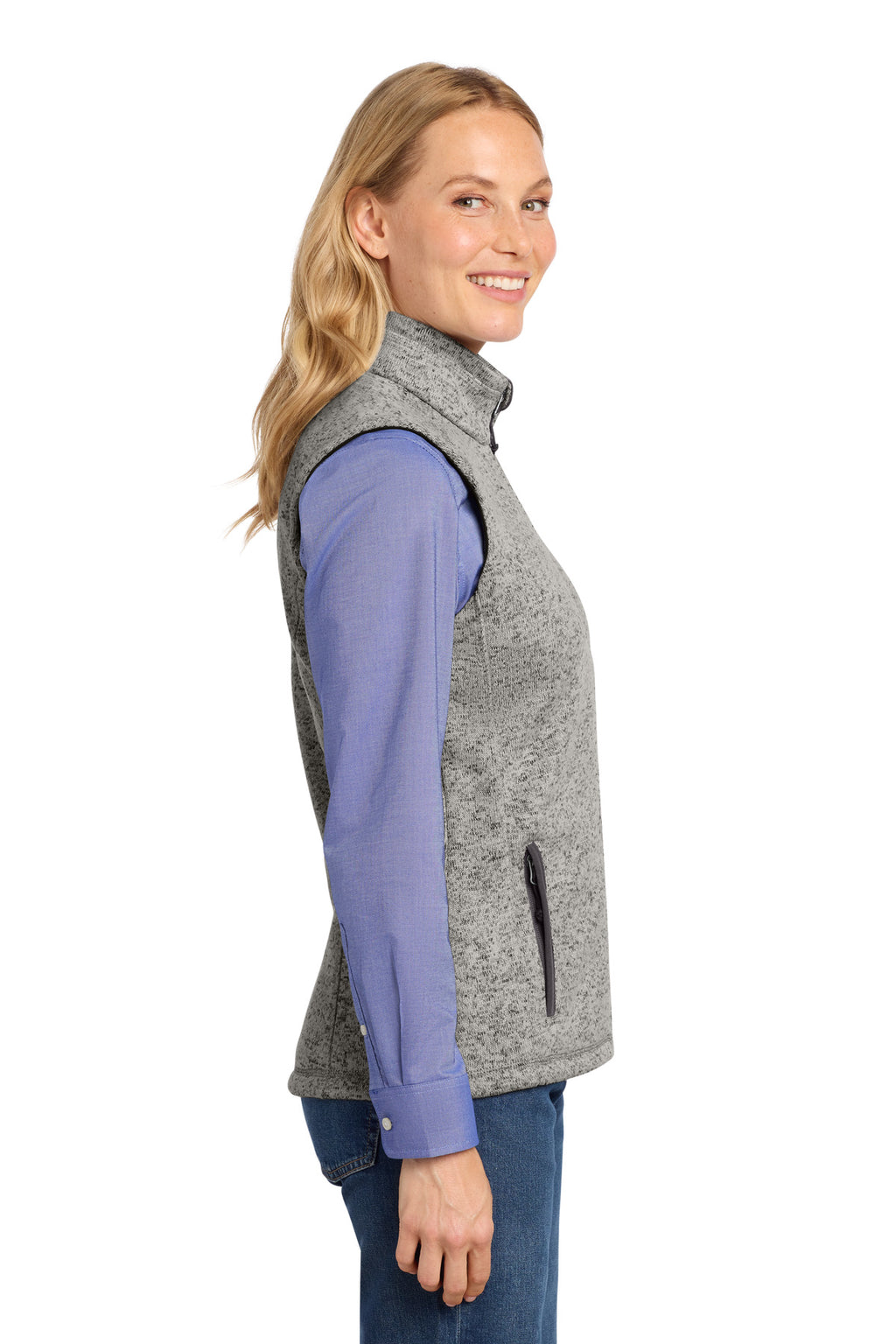 Port Authority Women's Sweater Fleece Vest L236 - Grey Heather - side