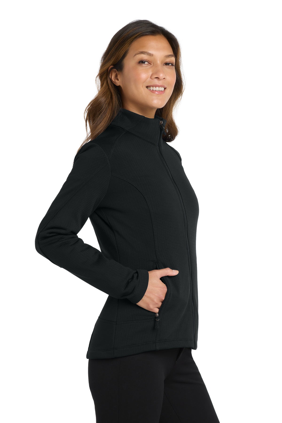 Port Authority Women's Grid Fleece Jacket. L239 - Deep Black - side