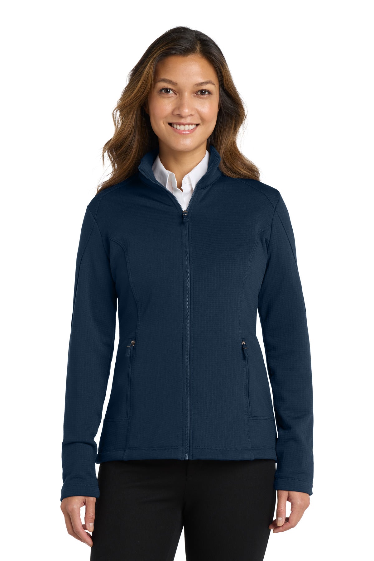 Port Authority Women's Grid Fleece Jacket. L239 - River Blue Navy - front