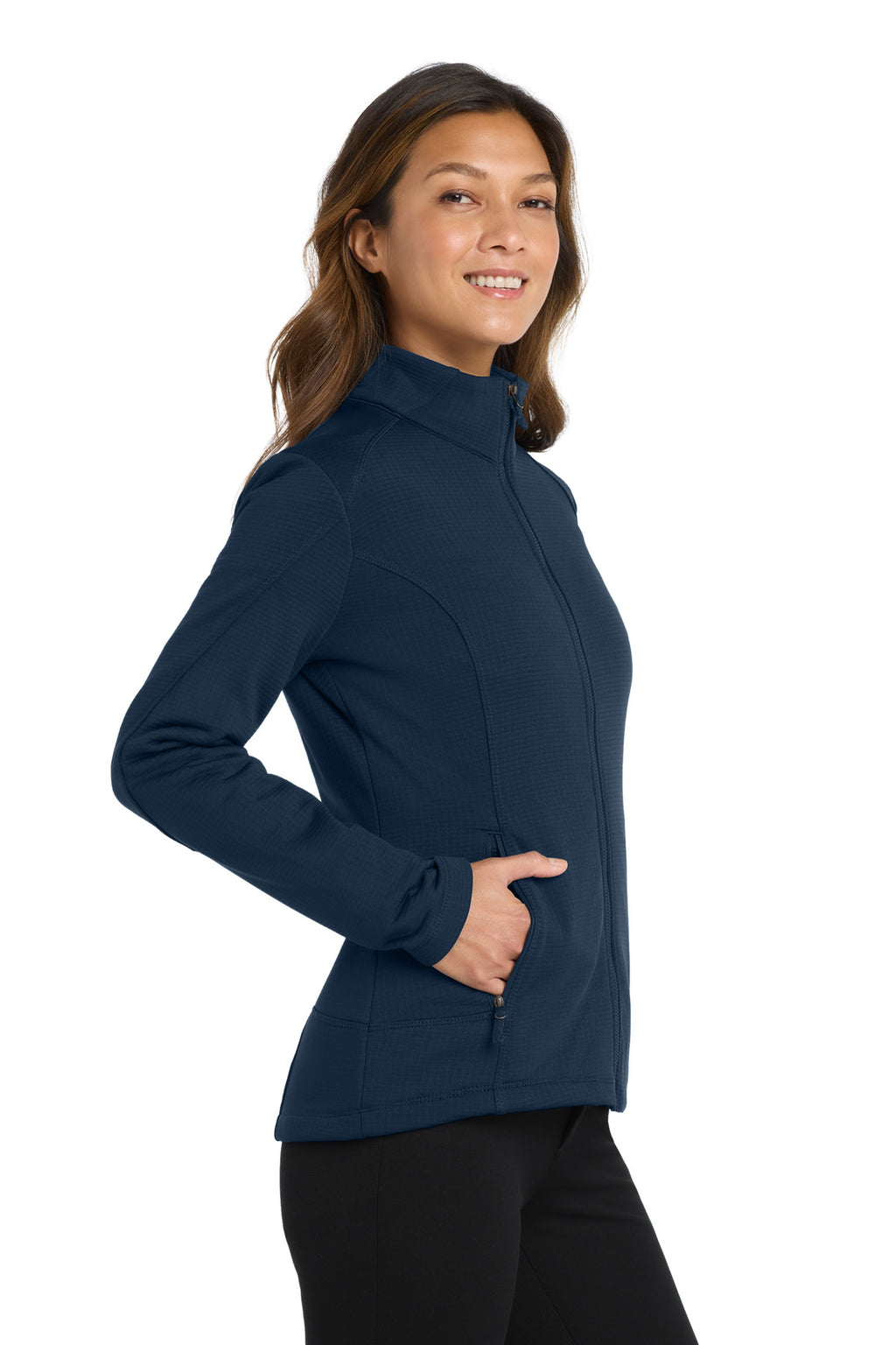 Port Authority Women's Grid Fleece Jacket. L239 - River Blue Navy - side
