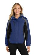 Port Authority Women's Colorblock 3-in-1 Jacket. L321 - Admiral Blue/ Black/ Magnet - front