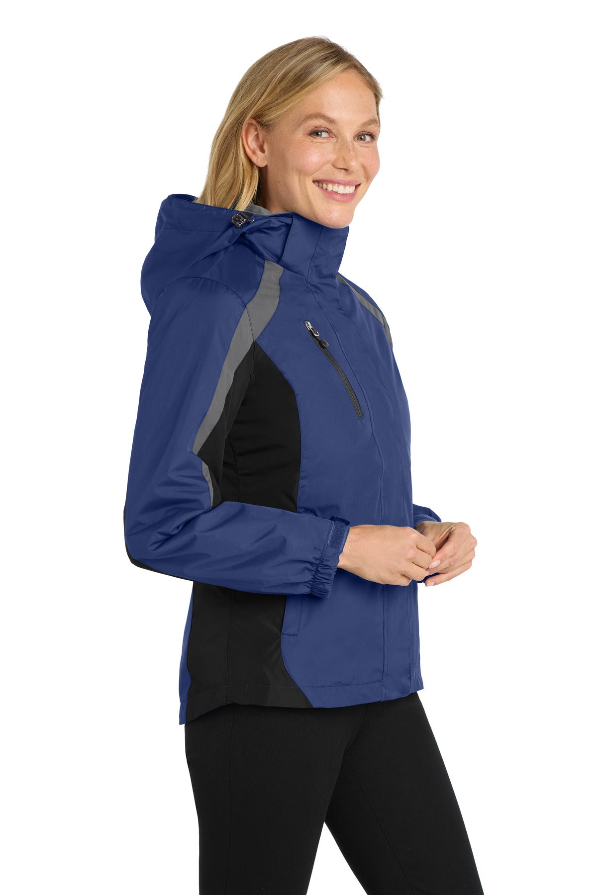 Port Authority Women's Colorblock 3-in-1 Jacket. L321 - Admiral Blue/ Black/ Magnet - side