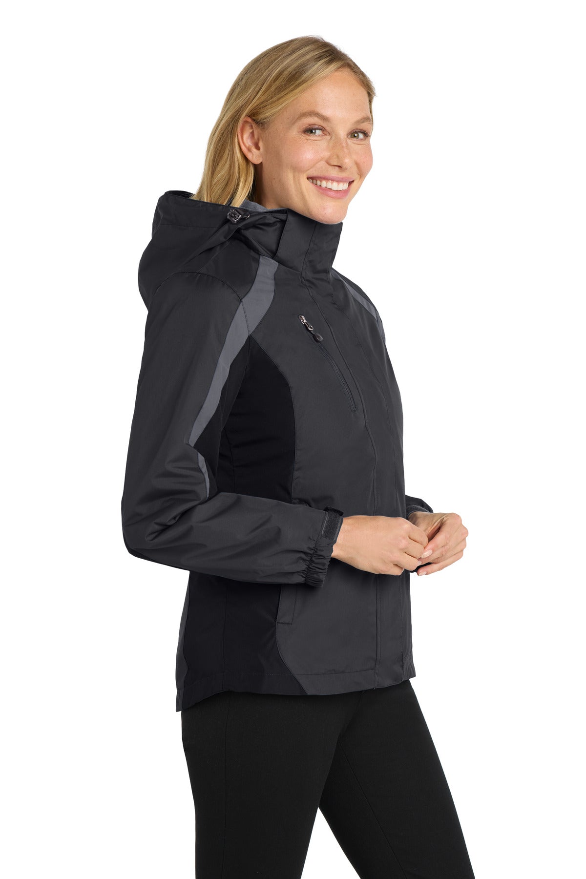 Port Authority Women's Colorblock 3-in-1 Jacket. L321 - Black/ Black/ Magnet - side