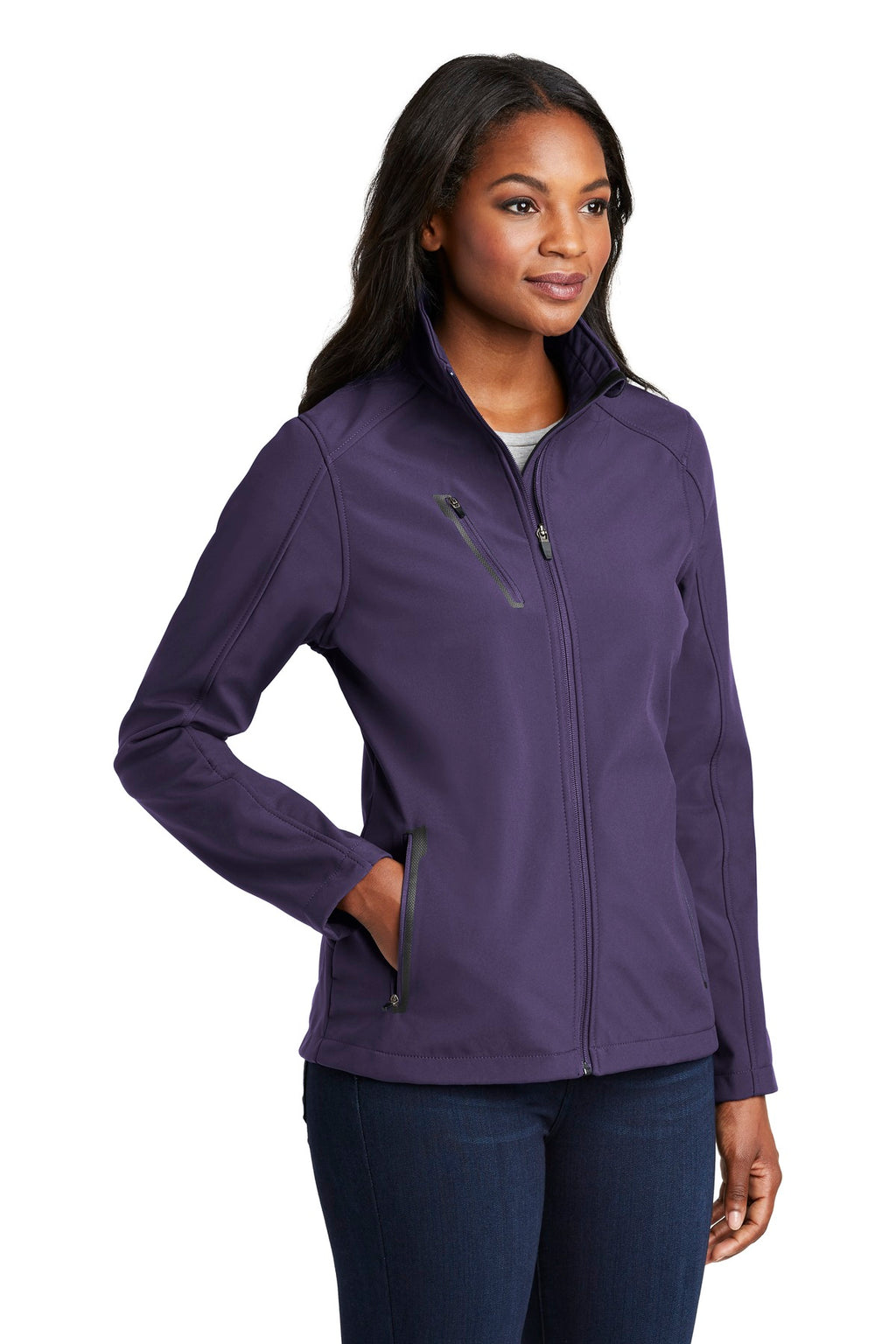 Port Authority Women's Welded Soft Shell Jacket. L324 - Posh Purple - three_q