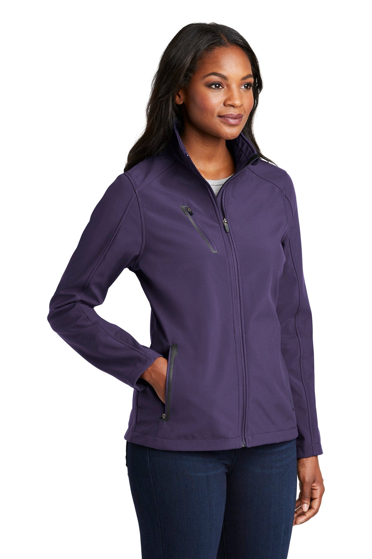 Port Authority Women's Welded Soft Shell Jacket. L324 - Posh Purple - three_q