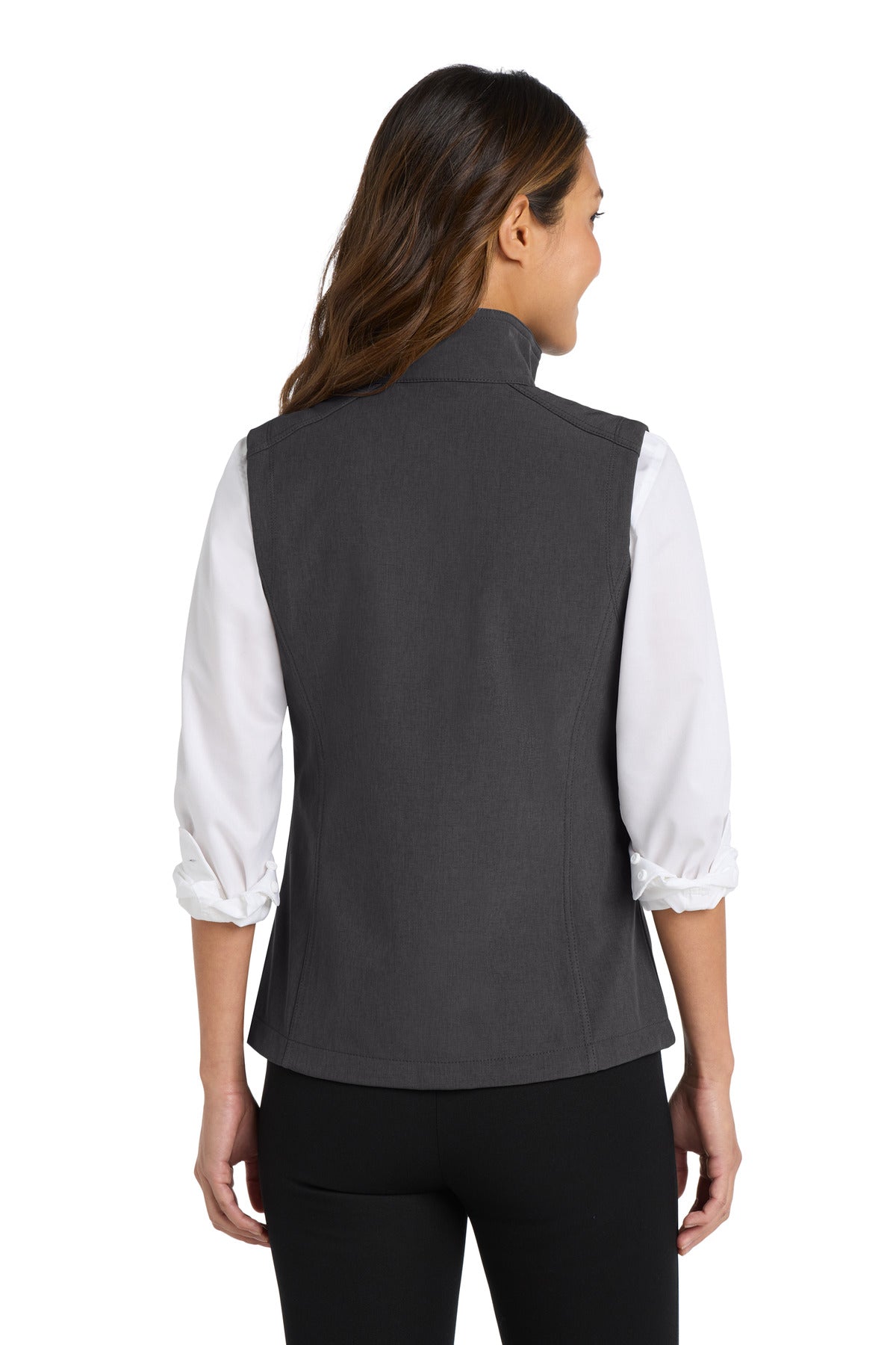 Port Authority Women's Core Soft Shell Vest. L325 - Black Charcoal Heather - back
