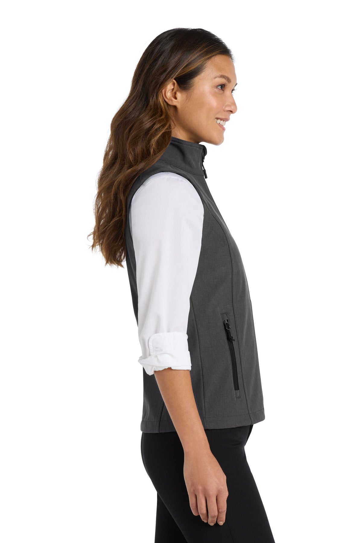 Port Authority Women's Core Soft Shell Vest. L325 - Black Charcoal Heather - side