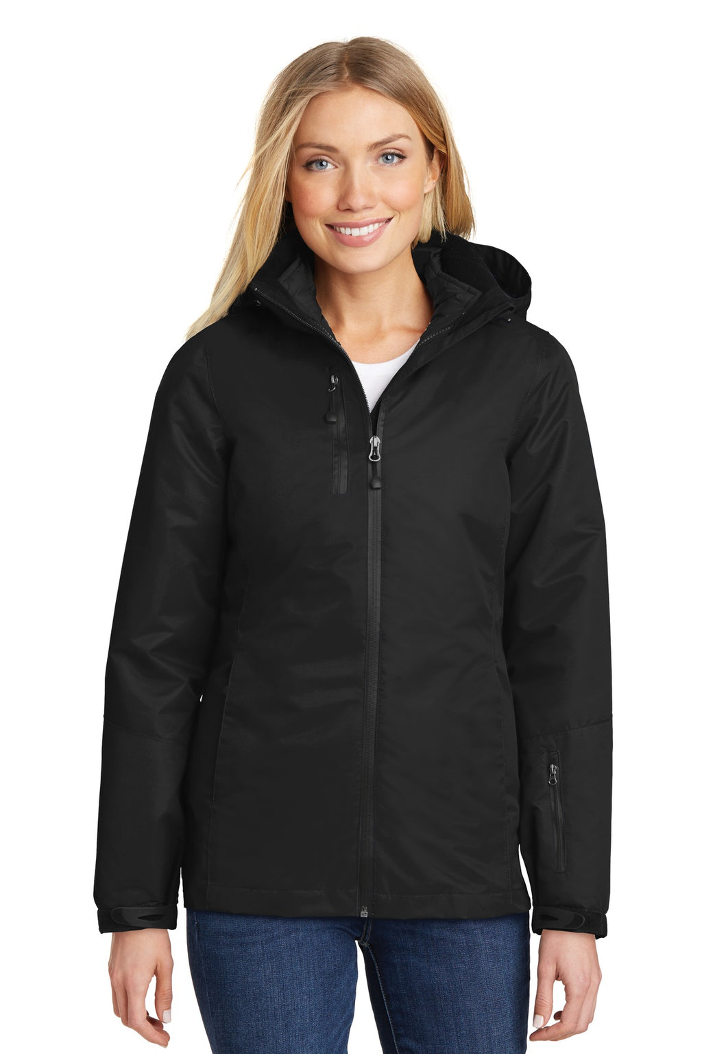 Port Authority Women's Vortex Waterproof 3-in-1 Jacket. L332 - Black/ Black - front