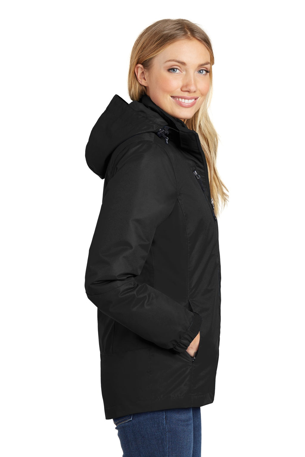 Port Authority Women's Vortex Waterproof 3-in-1 Jacket. L332 - Black/ Black - side