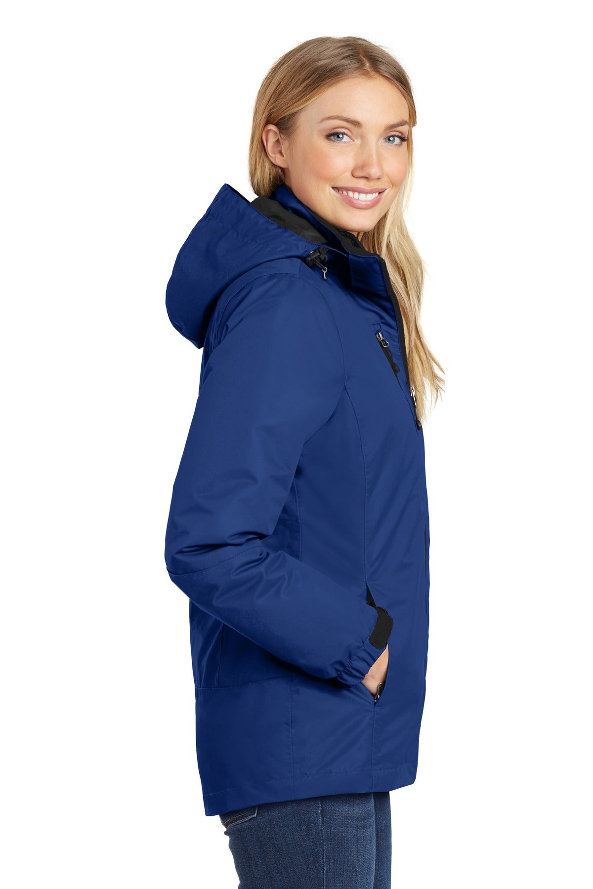 Port Authority Women's Vortex Waterproof 3-in-1 Jacket. L332 - Night Sky Blue/ Black - side
