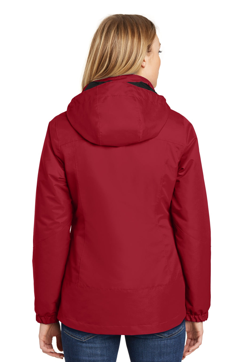 Port Authority Women's Vortex Waterproof 3-in-1 Jacket. L332 - Rich Red/ Black - back