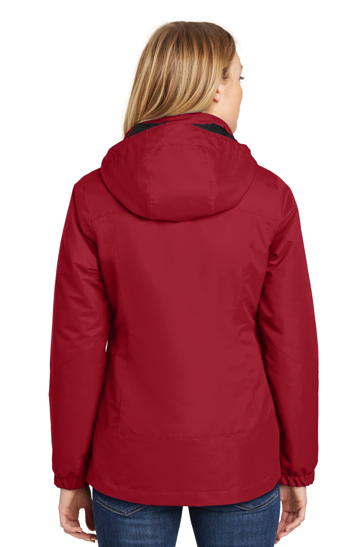 Port Authority Women's Vortex Waterproof 3-in-1 Jacket. L332 - Rich Red/ Black - back