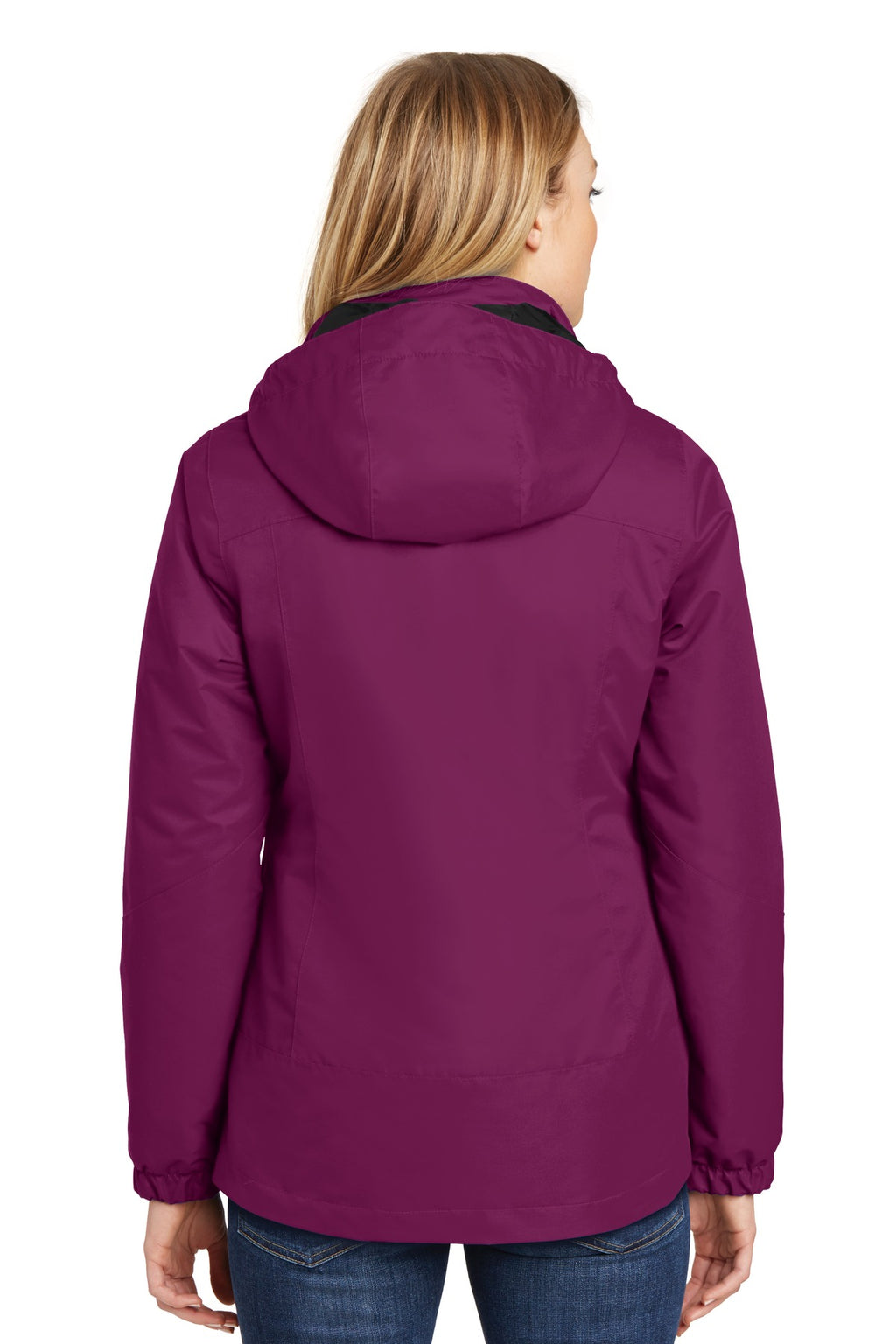 Port Authority Women's Vortex Waterproof 3-in-1 Jacket. L332 - Very Berry/ Black - back
