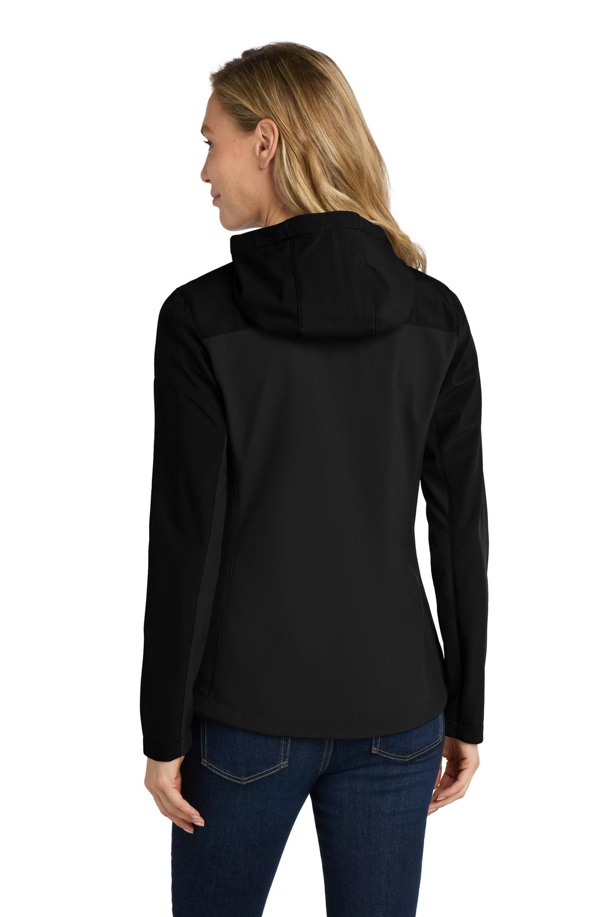 Port Authority Women's Hooded Core Soft Shell Jacket. L335 - Black - back