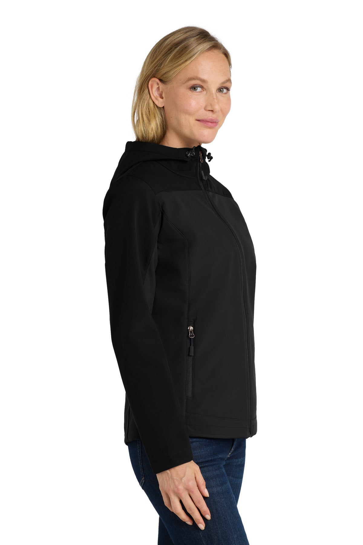 Port Authority Women's Hooded Core Soft Shell Jacket. L335 - Black - side
