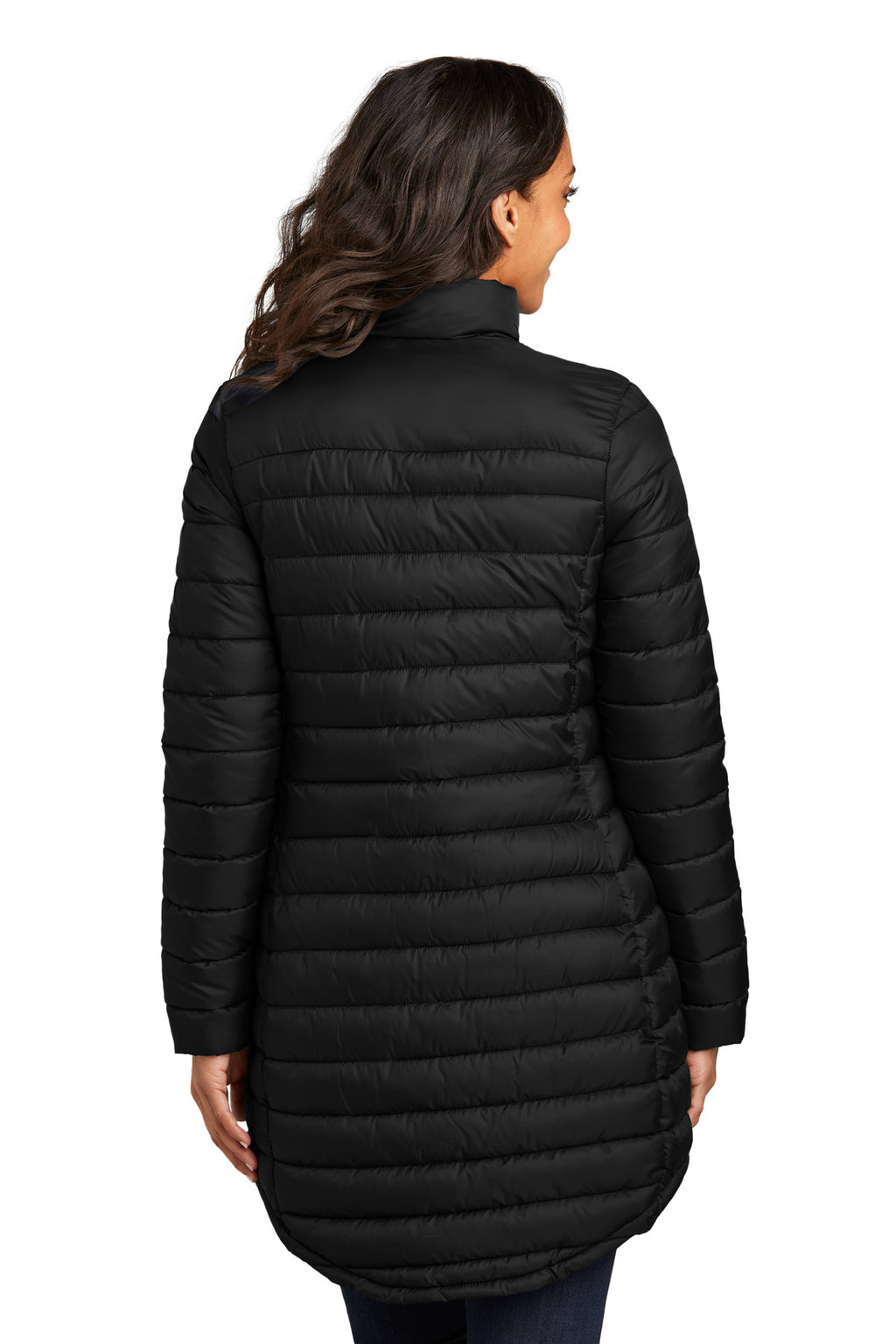Port Authority Women's Horizon Puffy Long Jacket L365 - Deep Black - back