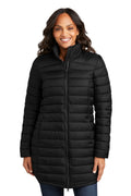 Port Authority Women's Horizon Puffy Long Jacket L365 - Deep Black - front