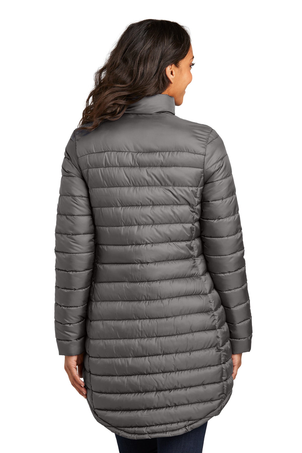 Port Authority Women's Horizon Puffy Long Jacket L365 - Deep Smoke - back