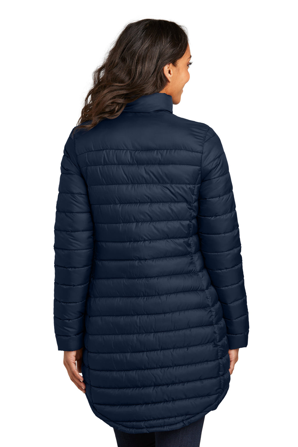 Port Authority Women's Horizon Puffy Long Jacket L365 - Dress Blue Navy - back