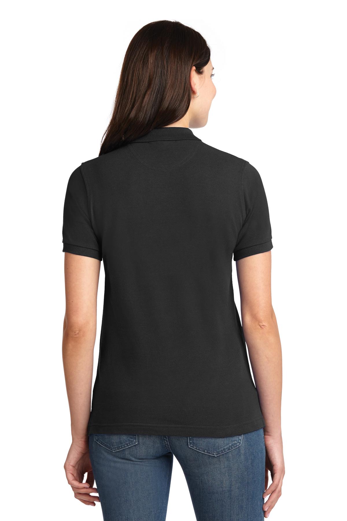 Port Authority Women's Heavyweight Cotton Pique Polo. L420 - Black - back