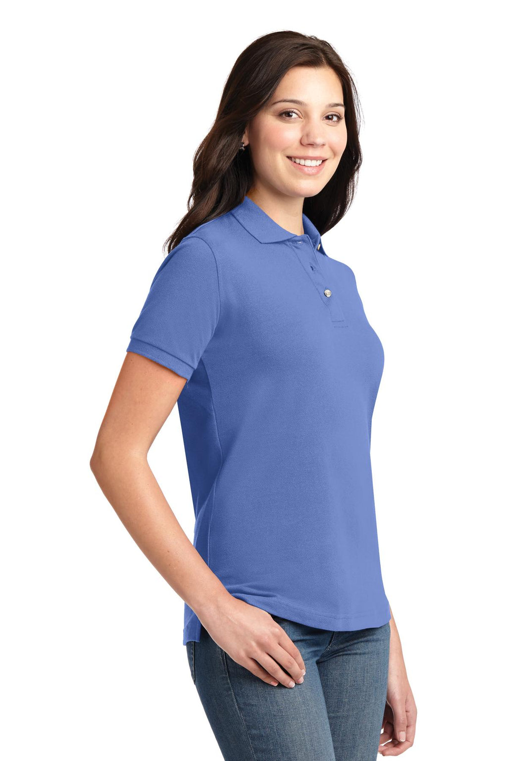 Port Authority Women's Heavyweight Cotton Pique Polo. L420 - Blueberry - three_q