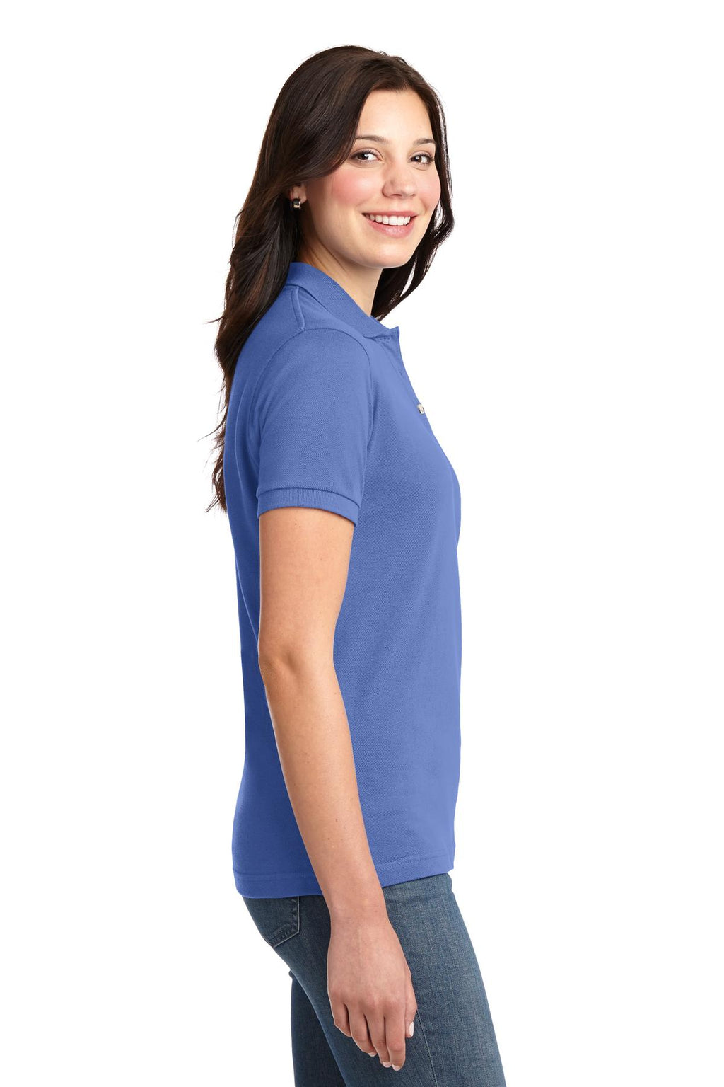 Port Authority Women's Heavyweight Cotton Pique Polo. L420 - Blueberry - side
