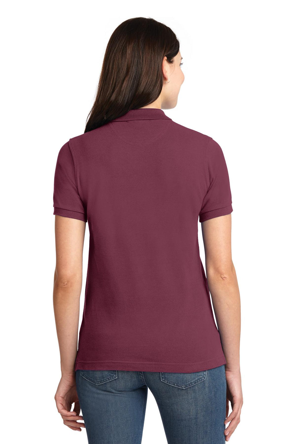 Port Authority Women's Heavyweight Cotton Pique Polo. L420 - Burgundy - back