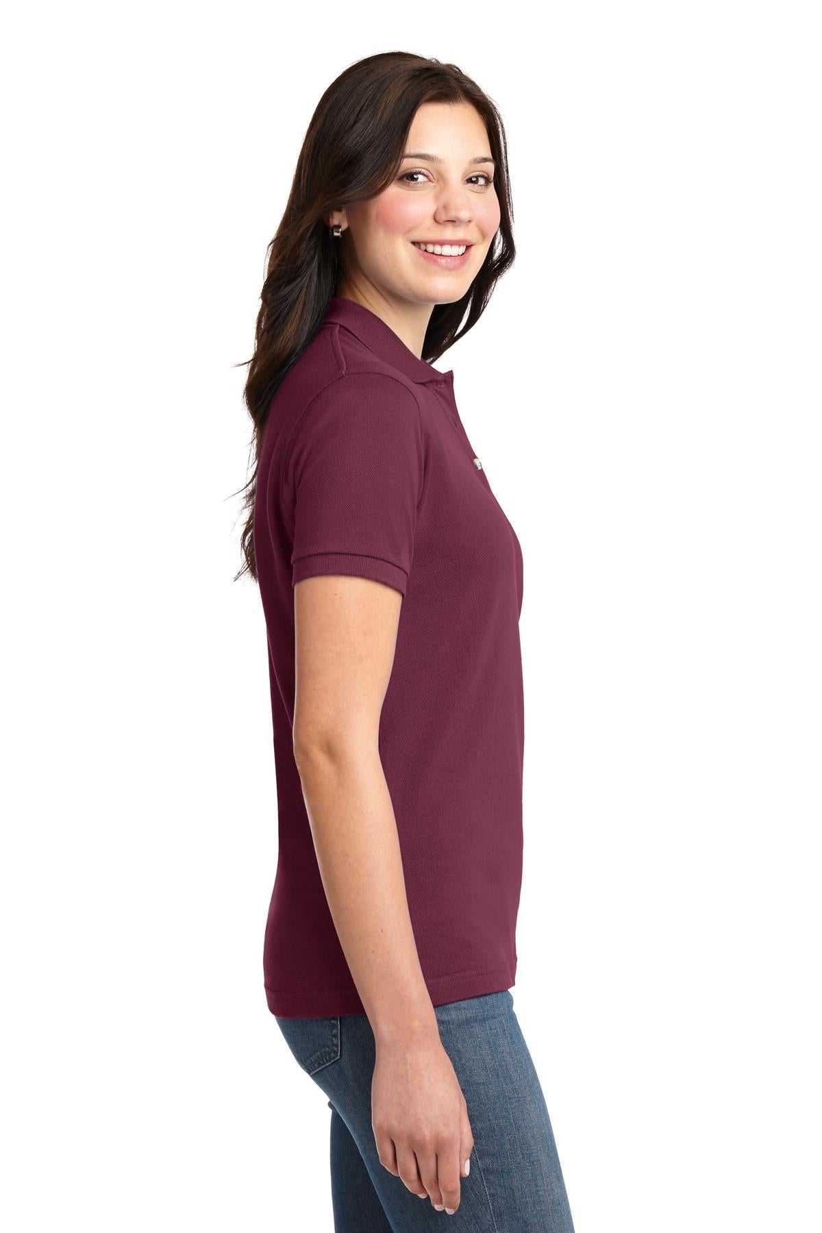 Port Authority Women's Heavyweight Cotton Pique Polo. L420 - Burgundy - side