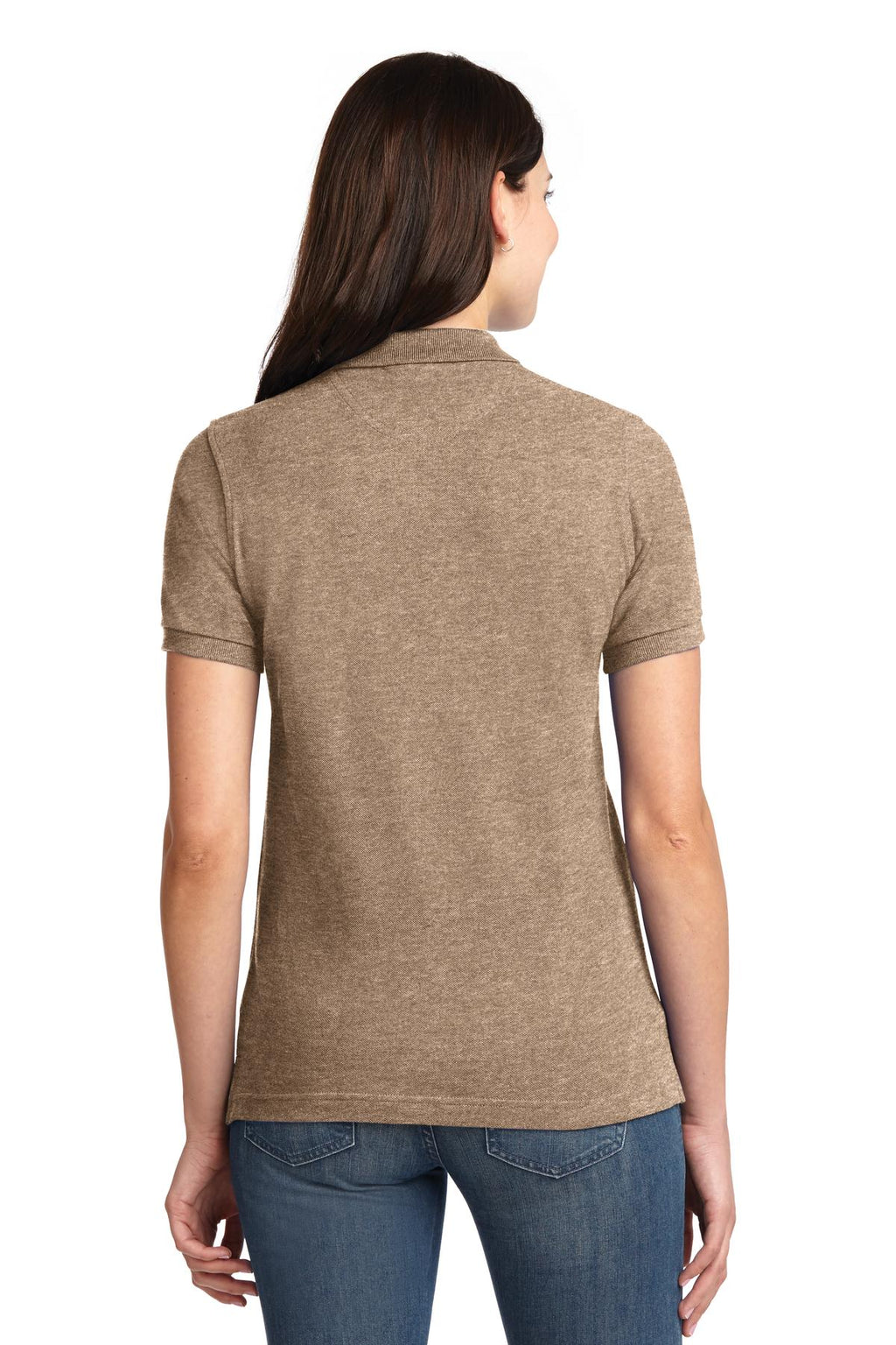 Port Authority Women's Heavyweight Cotton Pique Polo. L420 - Khaki Heather - back