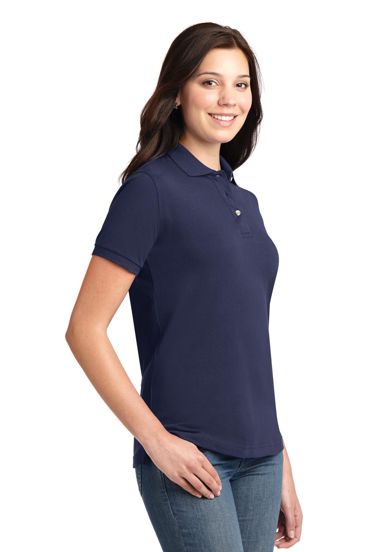 Port Authority Women's Heavyweight Cotton Pique Polo. L420 - Navy - three_q