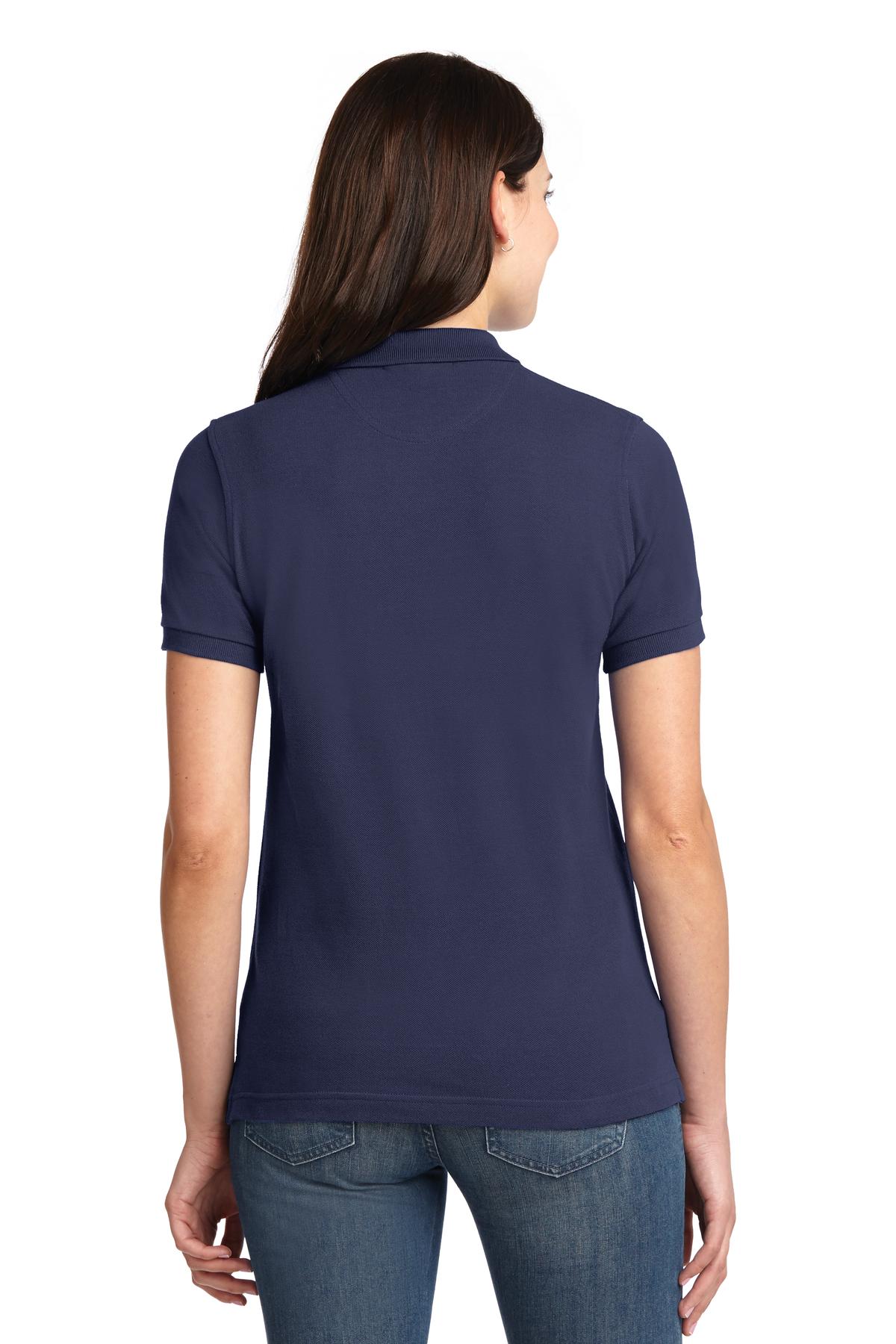 Port Authority Women's Heavyweight Cotton Pique Polo. L420 - Navy - back