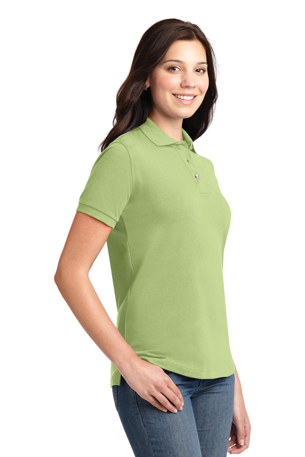 Port Authority Women's Heavyweight Cotton Pique Polo. L420 - Pistachio - three_q