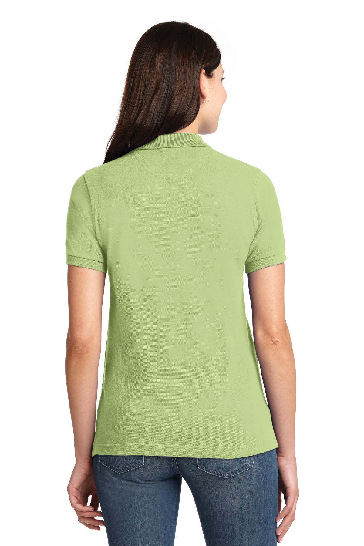 Port Authority Women's Heavyweight Cotton Pique Polo. L420 - Pistachio - back