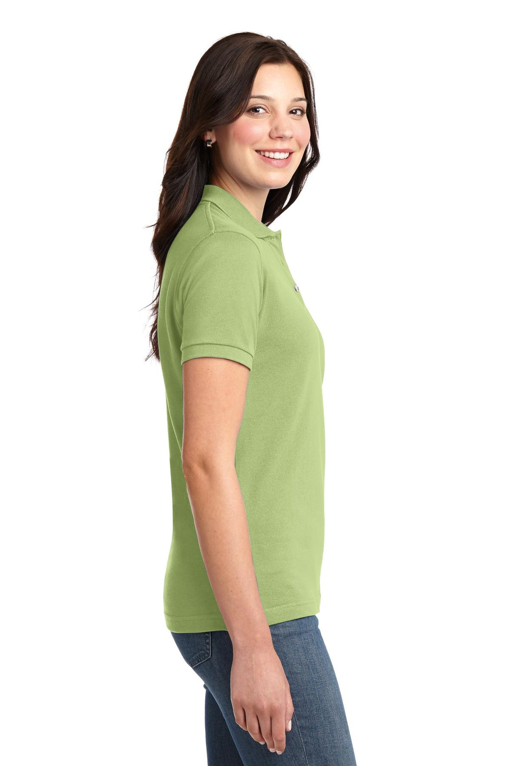 Port Authority Women's Heavyweight Cotton Pique Polo. L420 - Pistachio - side