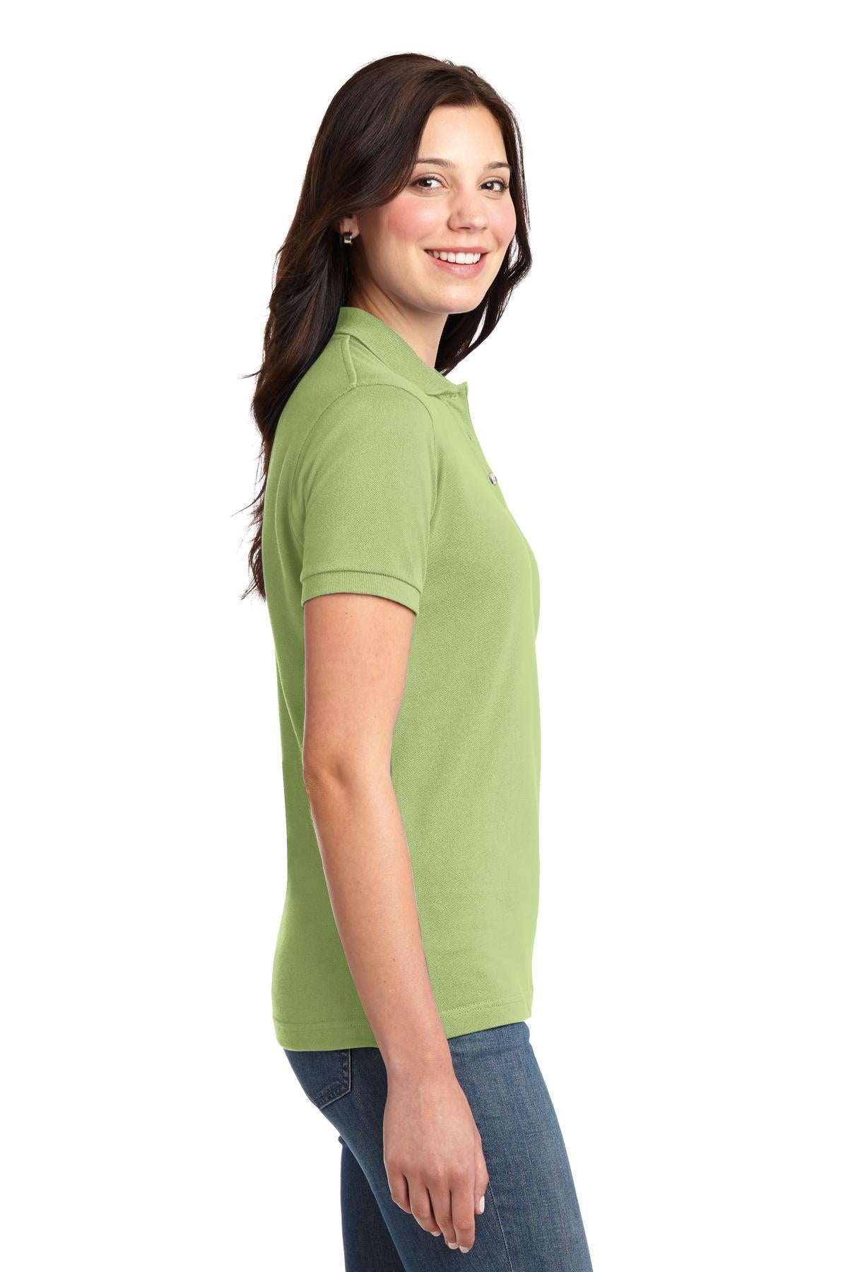 Port Authority Women's Heavyweight Cotton Pique Polo. L420 - Pistachio - side